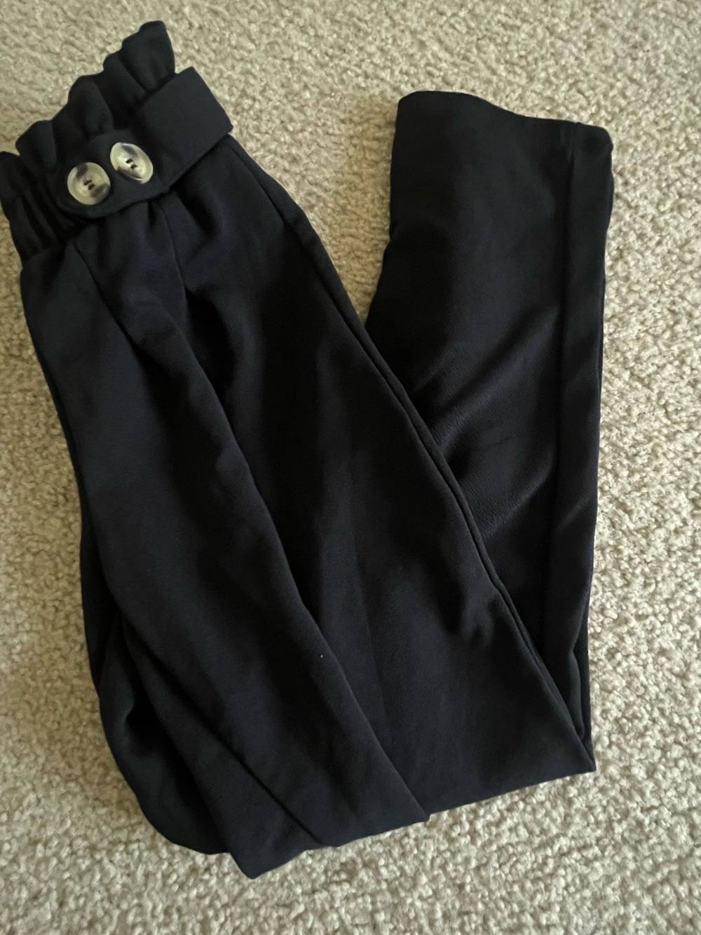 No Comment NY-LA Black High-Waist Trousers with Button Detail